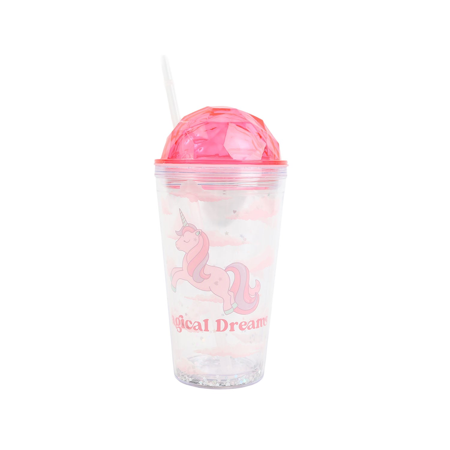 Unicorn Pink Glitter Tumbler with Straw