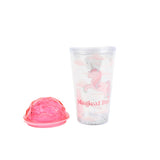 2- Unicorn Pink Glitter Tumbler with Straw