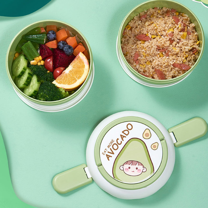 Double-Layer Portable Lunch Box with Cute Fruit Design 2