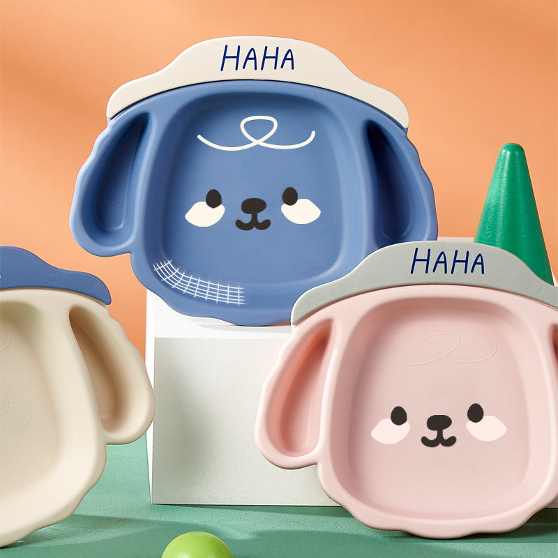 Divided Kids Plate with Cute Dog Face Design 2