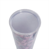 2- كوب مع مصاص وغطاء بنقشة نباتات استوائية