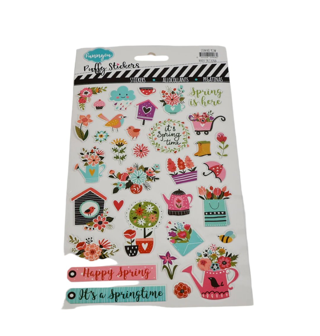 Kids Puffy Sticker Set – School, Vehicles, Food Themes 9