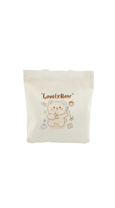 حقيبة كتف نسائية قماش بيضاء بطبعة دب لطيف