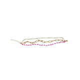 Multi-Layered Gold and Pink Beaded Bracelet Set