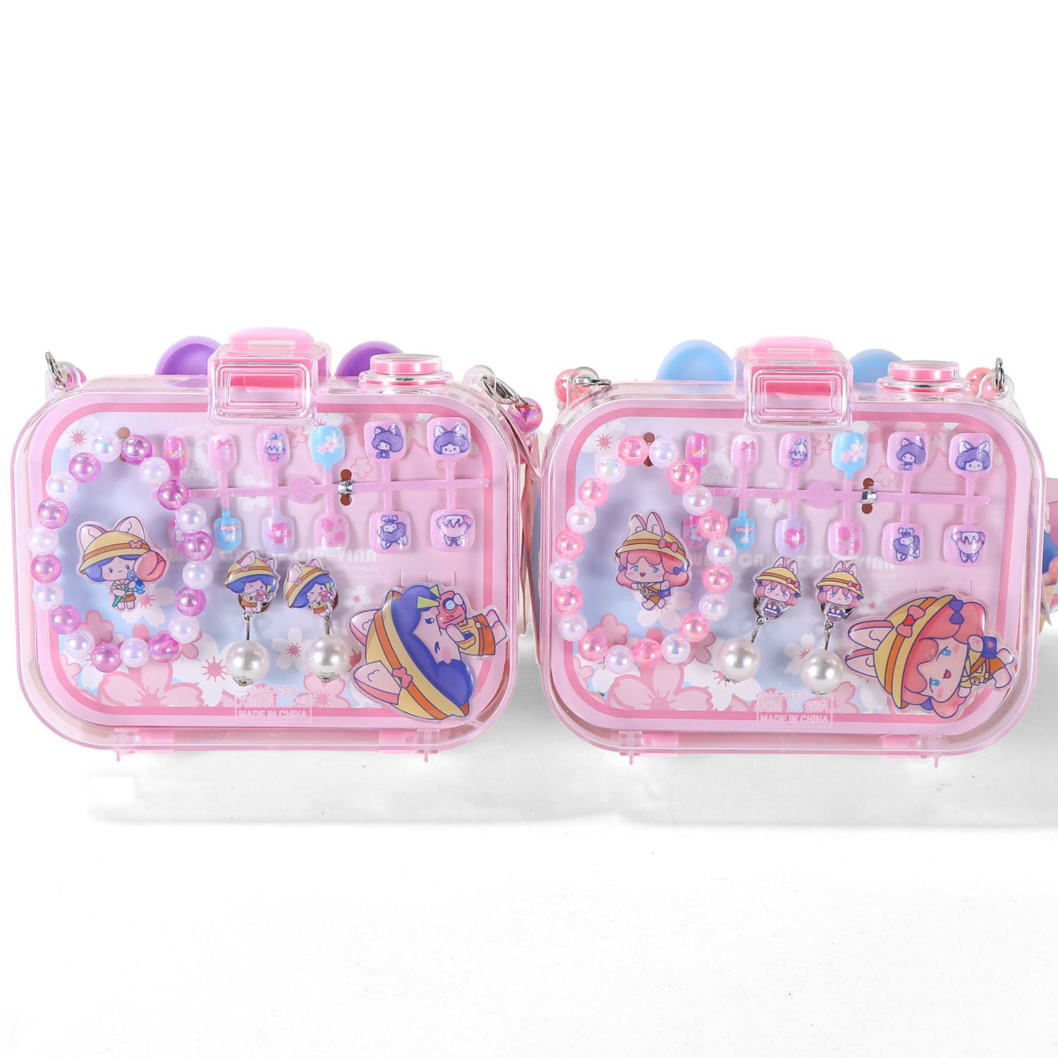 Pink Cartoon Design Makeup Kit with Accessories Bag 2