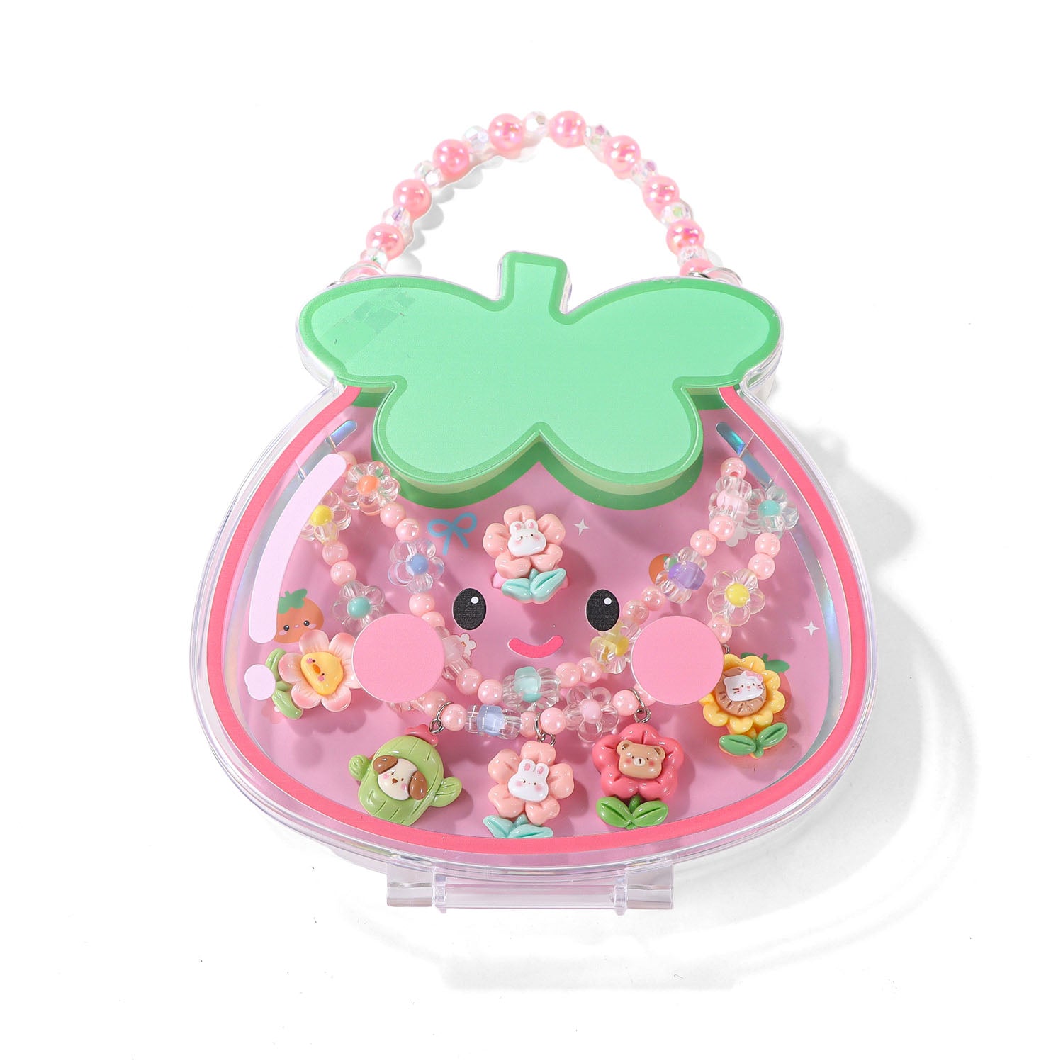 Kids Strawberry Jewelry Set with Pink Beaded Chains 1