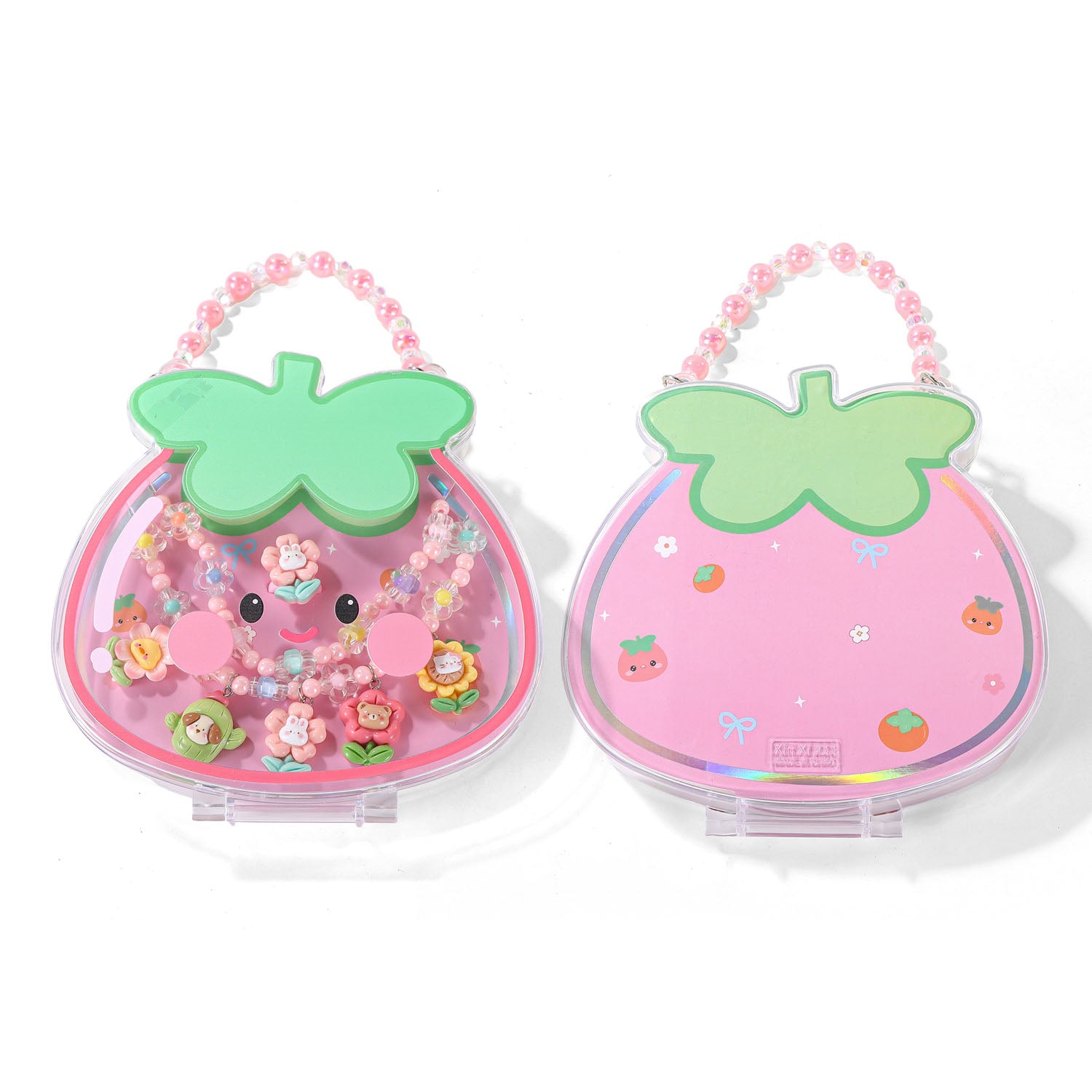 Kids Strawberry Jewelry Set with Pink Beaded Chains 5