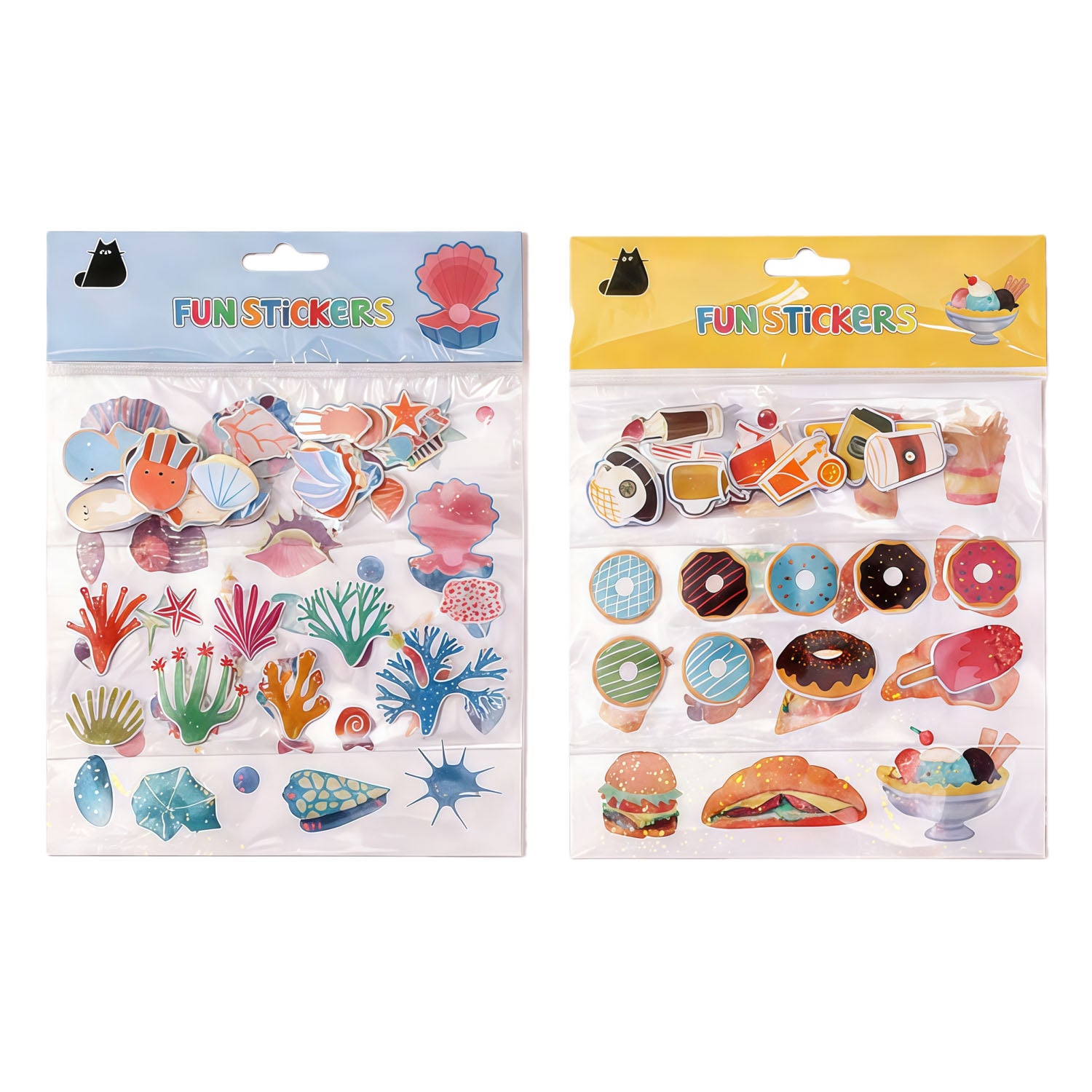 Fun Stickers Set – Ocean and Food Designs 1