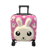 Kids Rolling Suitcase with Pink Bunny Design 1