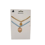 Double Necklace Set with Floral and Gold Design