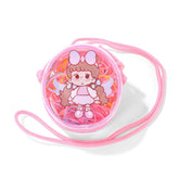 Small Pink Bag with Cartoon Girl Design and Colorful Bands 1