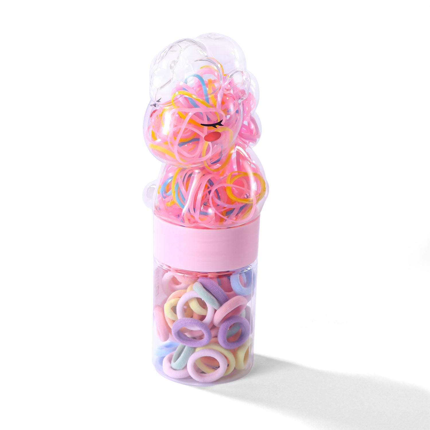 Colorful Hair Ties Set in Bear-Shaped Containers 1