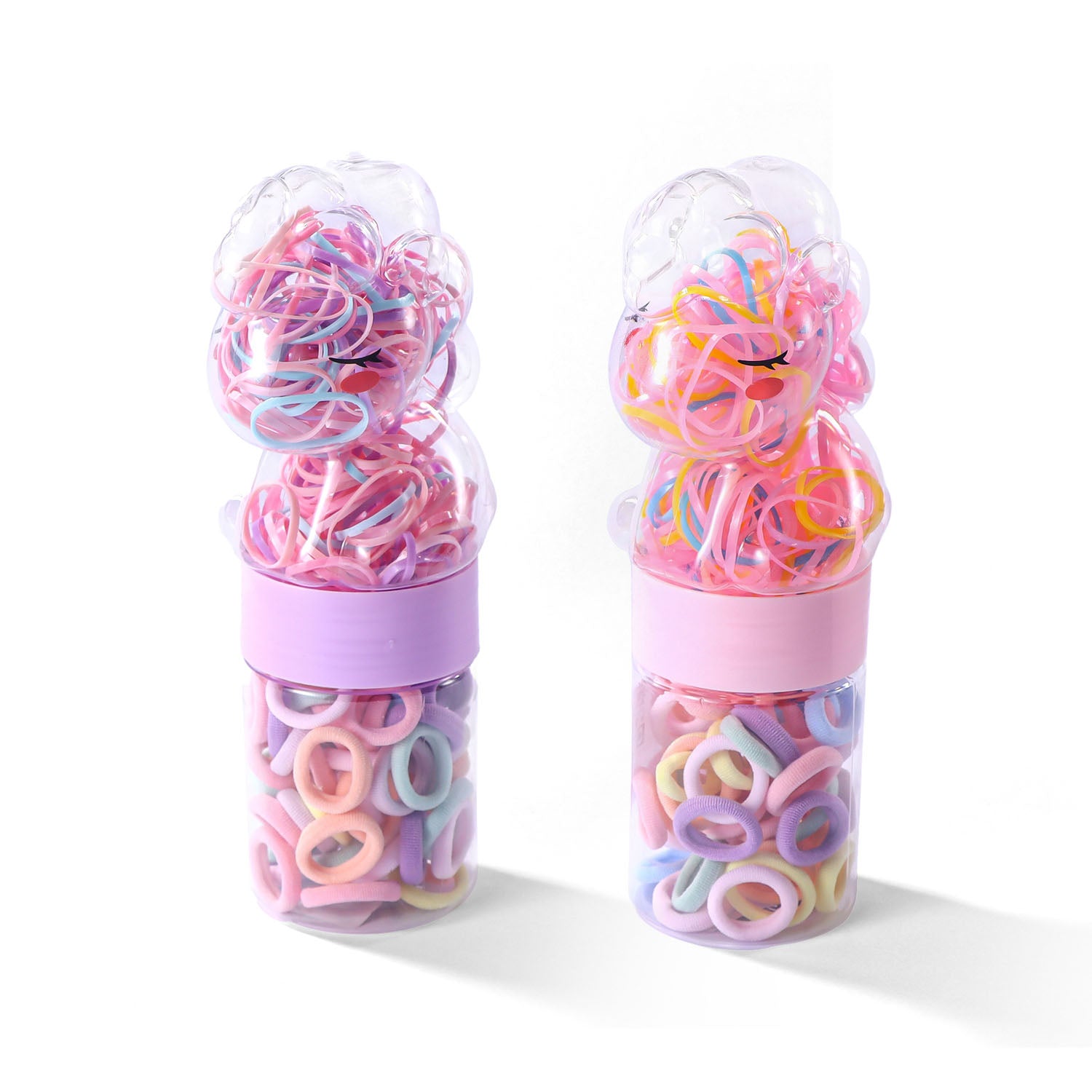 Colorful Hair Ties Set in Bear-Shaped Containers 5