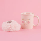 Cute Face Mug with Snowflake Brooch