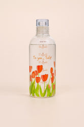 Tulip Design Glass Water Bottle