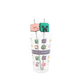 ADULT GLASS TUMBLER 480 - STRAW SET MINECRAFT - MIDI