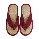 Cotton and linen flip - flops/size 36 - 37/burgundy - MIDI