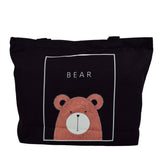 Cute Bear Canvas Tote Bag - MIDI