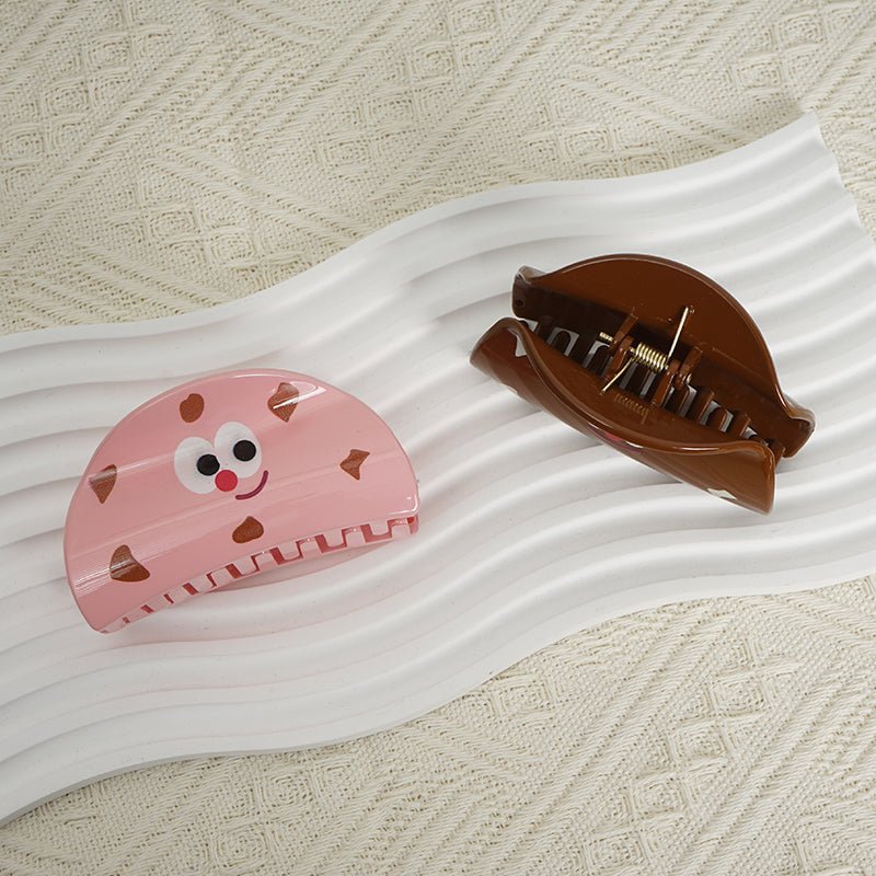Pink Plastic Hair Clip with Smiling Face Design 9