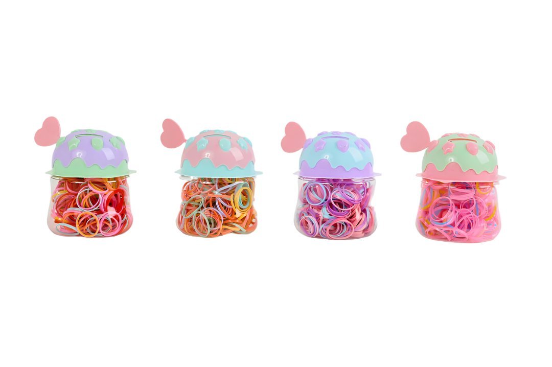 Colorful Rubber Bands Jar with Decorative Lid 3