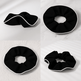 Black Hair Scrunchie with White Edge 1