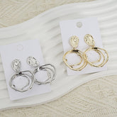 Elegant Circle Earrings - Silver & Gold - MIDI