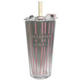 Elegant Glass Cup with Straw - MIDI