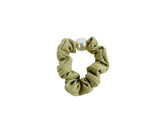 Olive Green Hair Scrunchie with Pearl Detail 1
