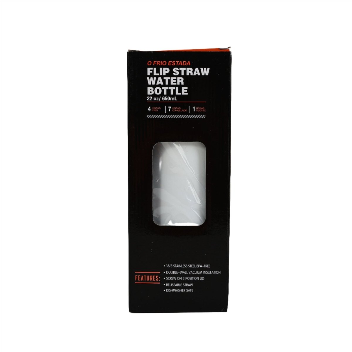 Flip Straw Water Bottle 650ml – Stainless Steel - MIDI