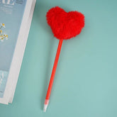 Red Heart-Shaped Furry Pen 1