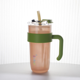 كوب زجاج شفاف بغطاء وشفاط 780 مل