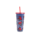 Minnie Mouse Floral Glitter Tumbler with Straw - 685ml - MIDI
