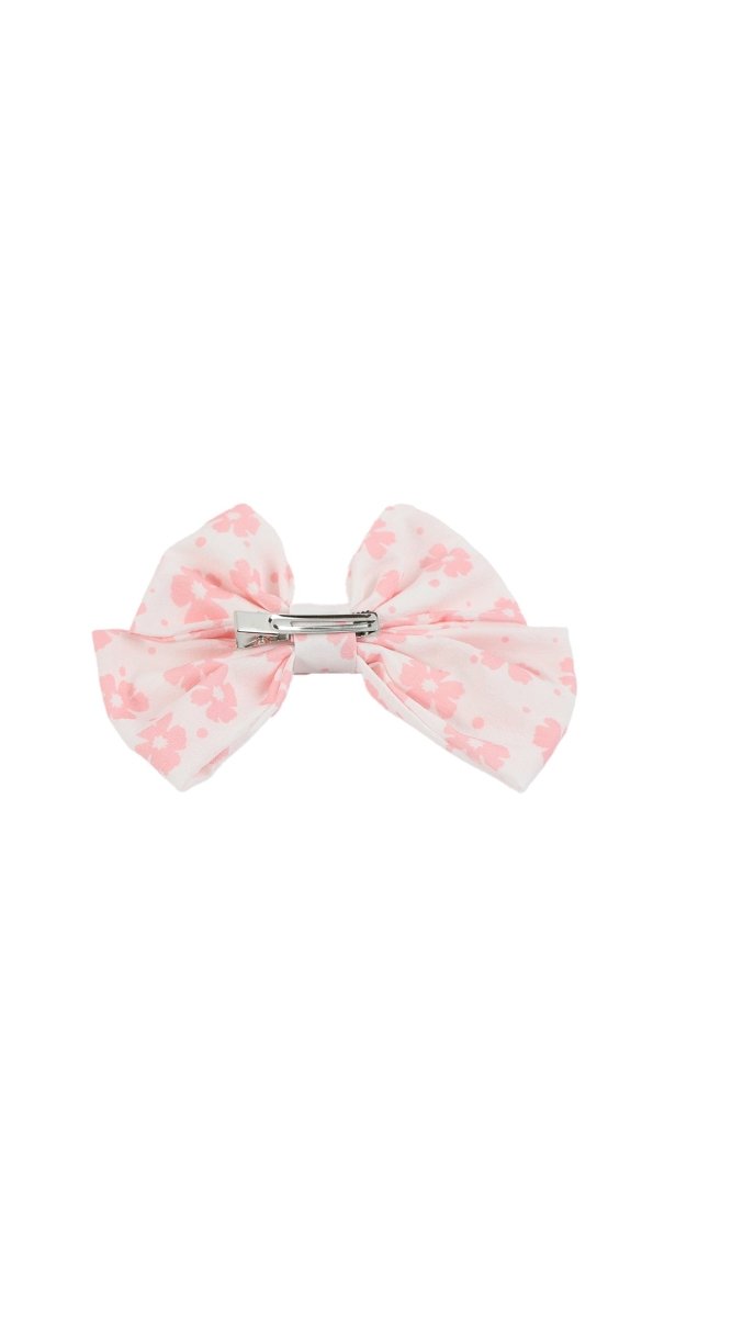 Pink Floral Pattern Hair Bow Clip 3