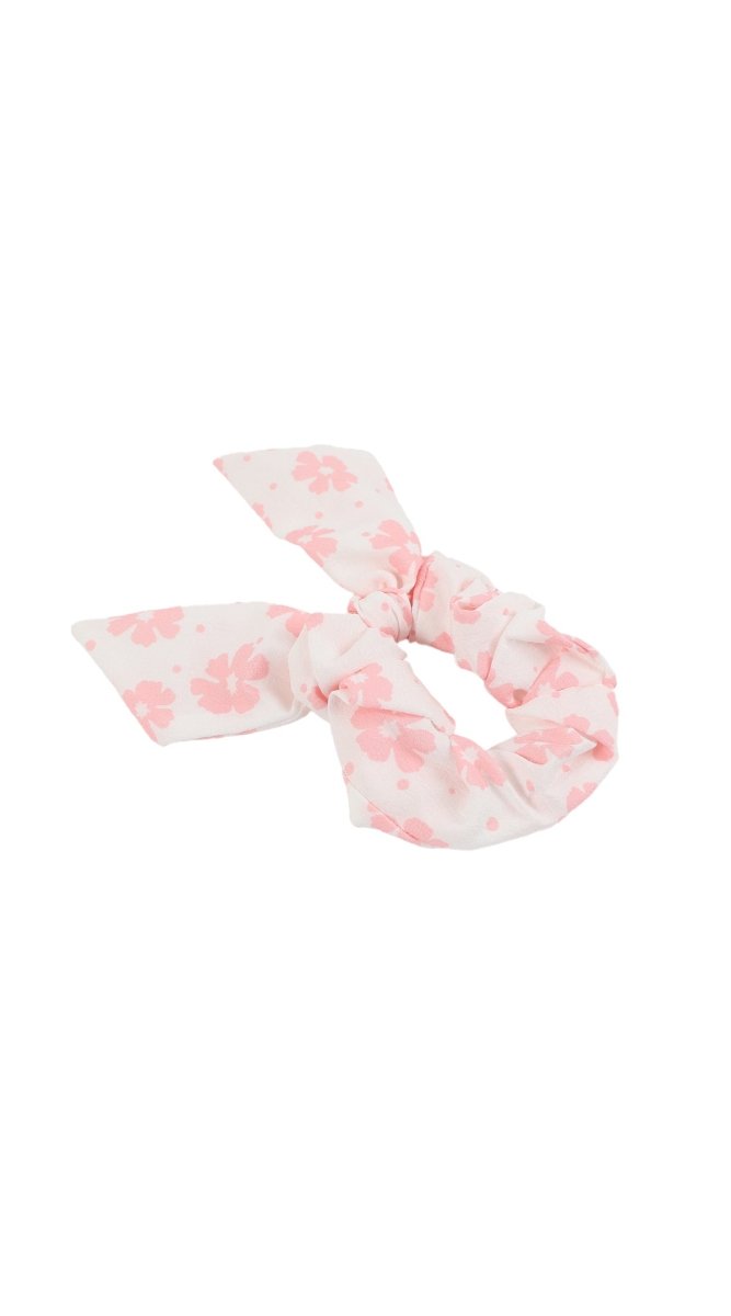 Floral Pattern Pink Scrunchie Hair Tie 3