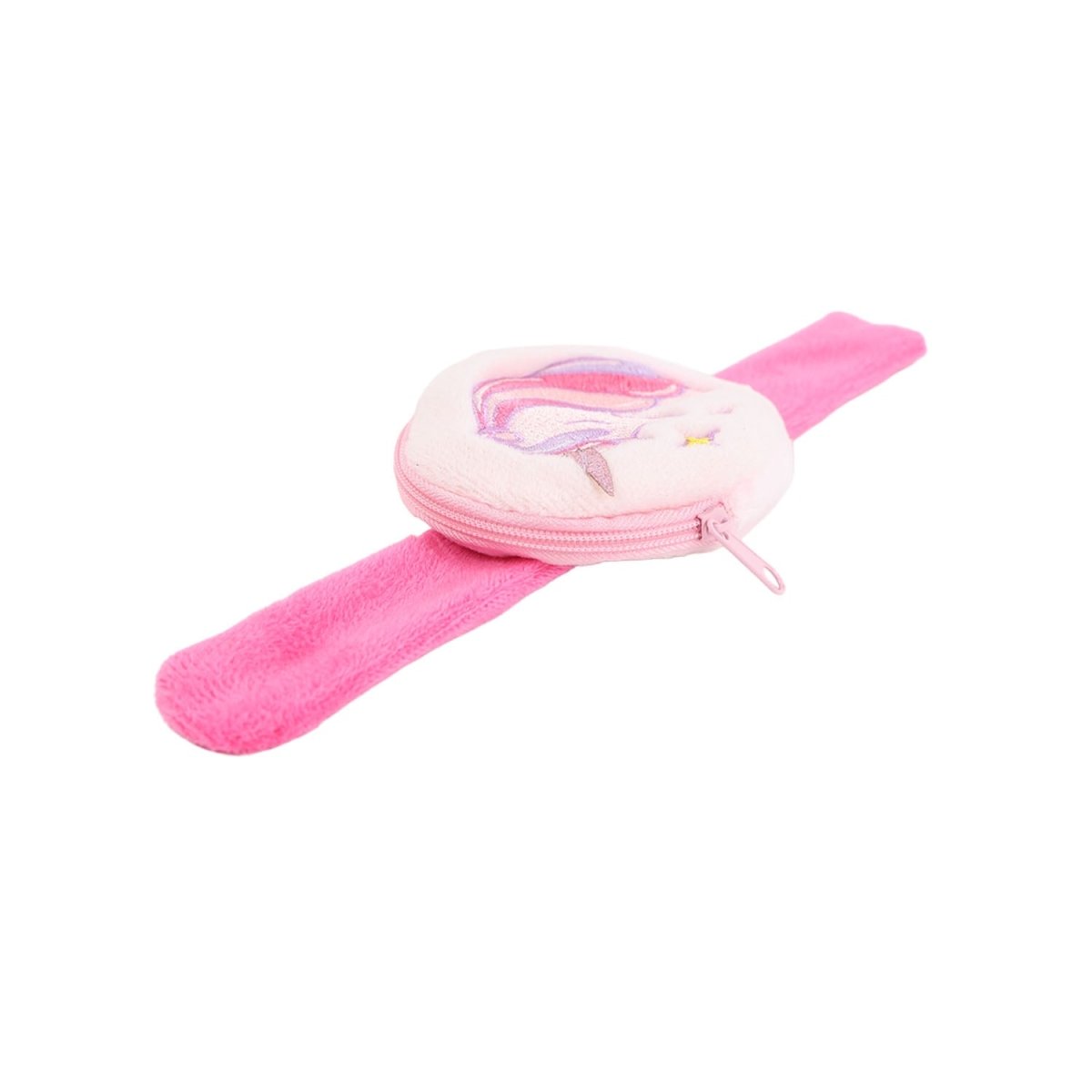 Plush Unicorn Wallet Bracelet – Soft Zip Wrist Pouch - MIDI