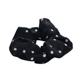 Black Hair Scrunchie with White Polka Dots