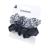 2pcs Satin Hair Scrunchies Set with Printed and Black Design