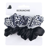 مجموعة 2 حبة أربطة شعر ساتان بتصميم مطبوع وأسود