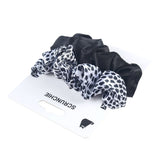 مجموعة 2 حبة أربطة شعر ساتان بتصميم مطبوع وأسود