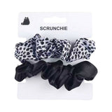 Set of Scrunchie Hair Ties in Black and Dotted Design 2