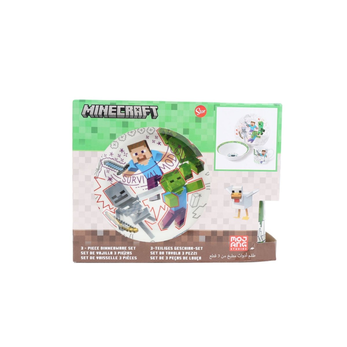 STOR Minecraft 3 - Piece Ceramic Dinnerware Set - MIDI
