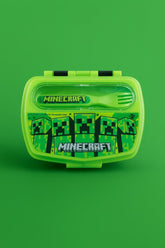 STOR Minecraft Lunch Box with Spoon & Fork Set – Creeper Design | Kids Snack Box - MIDI