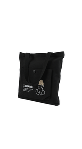 Stylish Canvas Tote Bag with Bear Design - MIDI