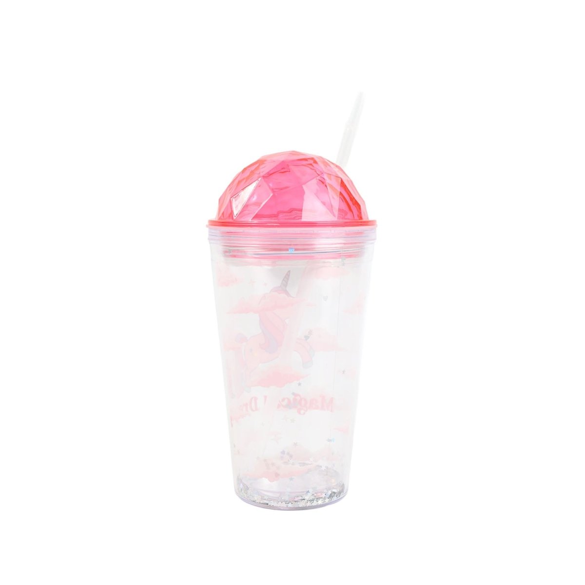 Unicorn Pink Glitter Tumbler with Straw - MIDI