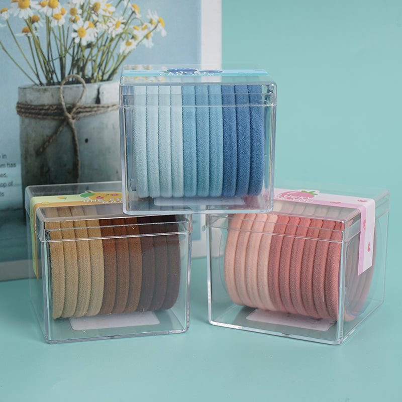 Colored Hair Ties with Clear Storage Box 1
