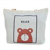 Canvas Tote Bag with Bear or Lion Design 1
