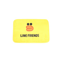 Yellow cartoon floor mat with duck face and LINE FRIENDS text