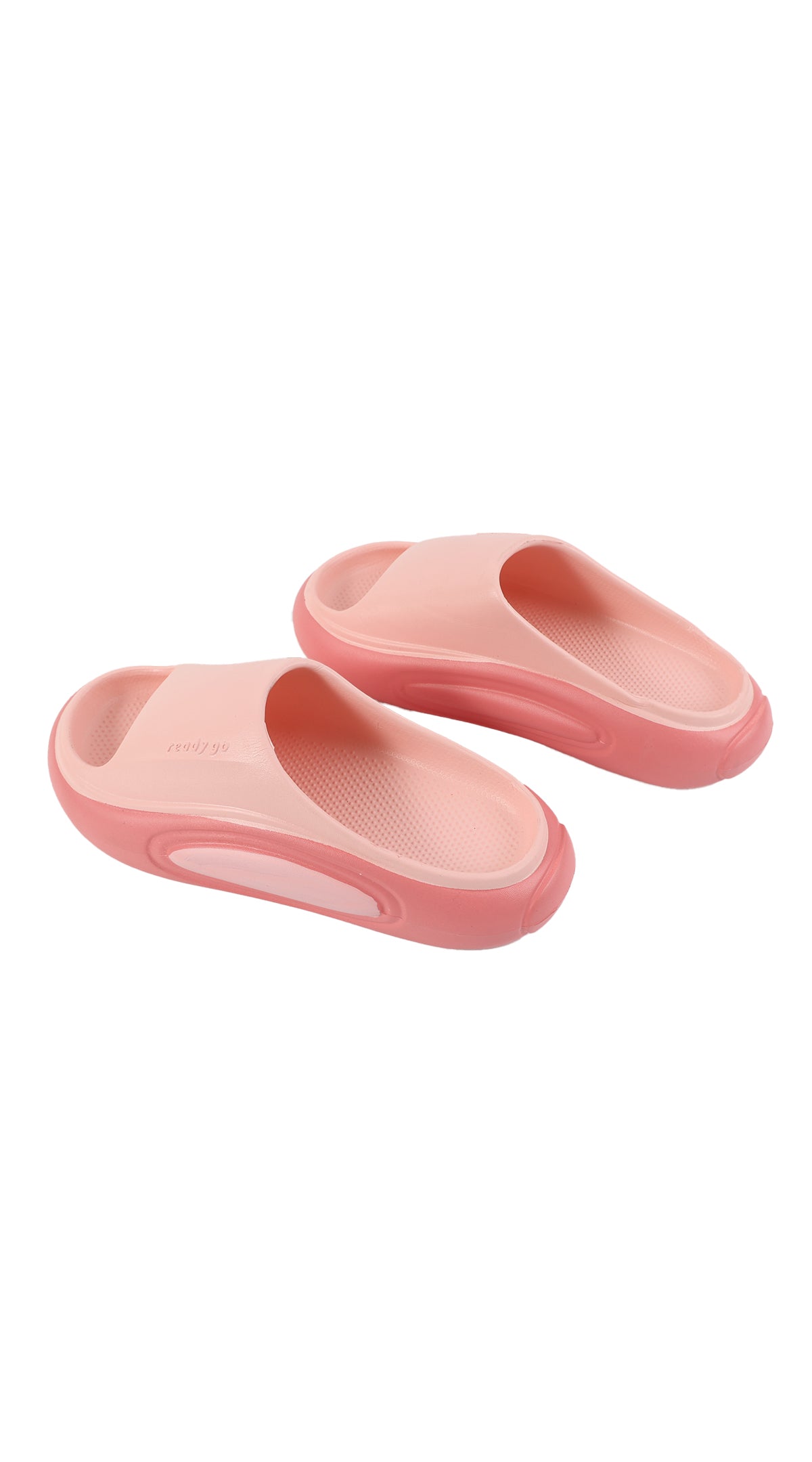 Ladies home slippers, pale pink slip-on sandals with open toes and thick sole