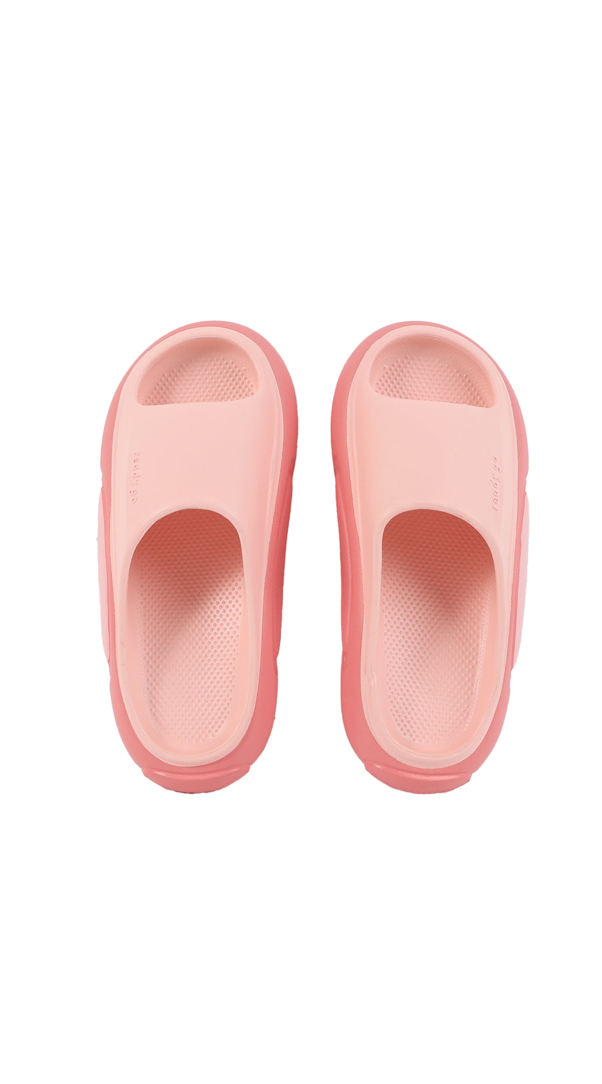 Ladies home slippers, pale pink open-toe slide sandals with mesh upper and sole