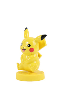 Pikachu yellow collectible figurine with arms posed, on round base